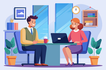 Job interview. Hiring an employee. A candidate for a position in a company is talking to an HR manager
