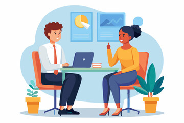 Job interview. Hiring an employee. A candidate for a position in a company is talking to an HR manager
