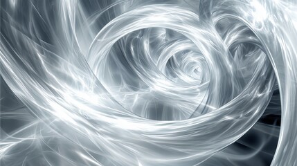Electrons in a quantum matrix: Swirling light vortex with smooth, glossy surfaces and reflective highlights.