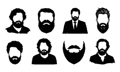 Set of beard and corporate people beard silhouette illustration