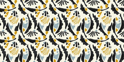 Modern printed fabric flower block print pattern with linen texture effect. Stylized boho dark floral for chic fashion background motif border design.