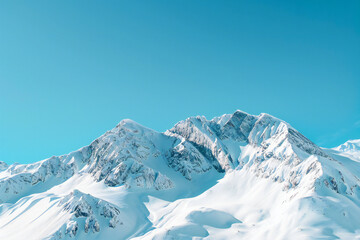 Fototapeta premium Snow-Capped Mountain Range with Snowy Peaks and Winter Landscape Capturing the Alpine Beauty in Cold Weather