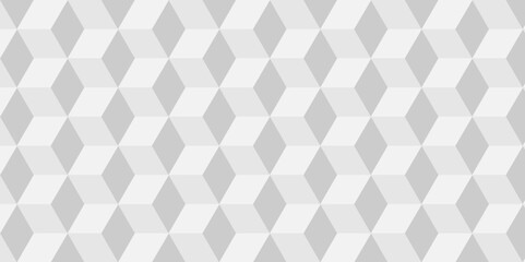 Abstract geometric white and gray cube seamless pattern. minimal 3d creative isometric hexagon square blank vector illustration mosaic and triangle background.