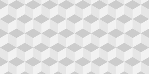 Abstract geometric white and gray cube seamless pattern. minimal 3d creative isometric hexagon square blank vector illustration mosaic and triangle background.