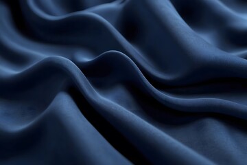 Fototapeta premium Abstract blue fabric background with smooth, soft folds.
