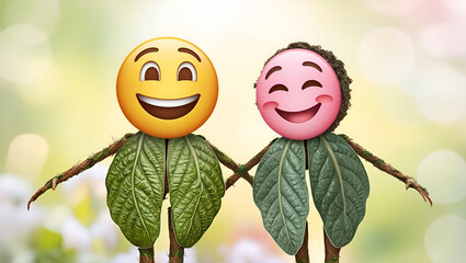 happy emoji with flowers