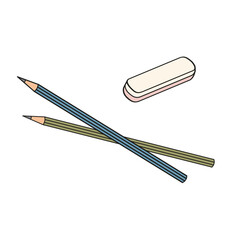 two  pencils and an eraser