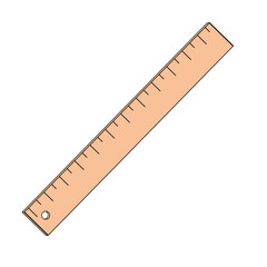 wooden school ruler color vector illustration
