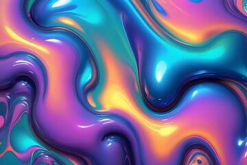 Obraz premium Abstract liquid background with vibrant iridescent colors and smooth flowing waves.
