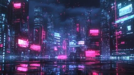 Futuristic Smart cyberpunk city future modern science technology background wallpaper AI generated image