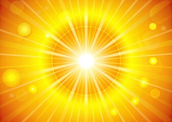 Obraz premium Sizzling hot summer with sunbeams shining through a haze on a bright yellow background for a bold weather icon.