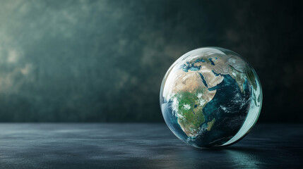 Earth in space, a glass orb containing Earth