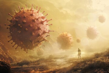 A smallpox epidemic concept, highlighting the virus spread, health crisis, vaccination efforts