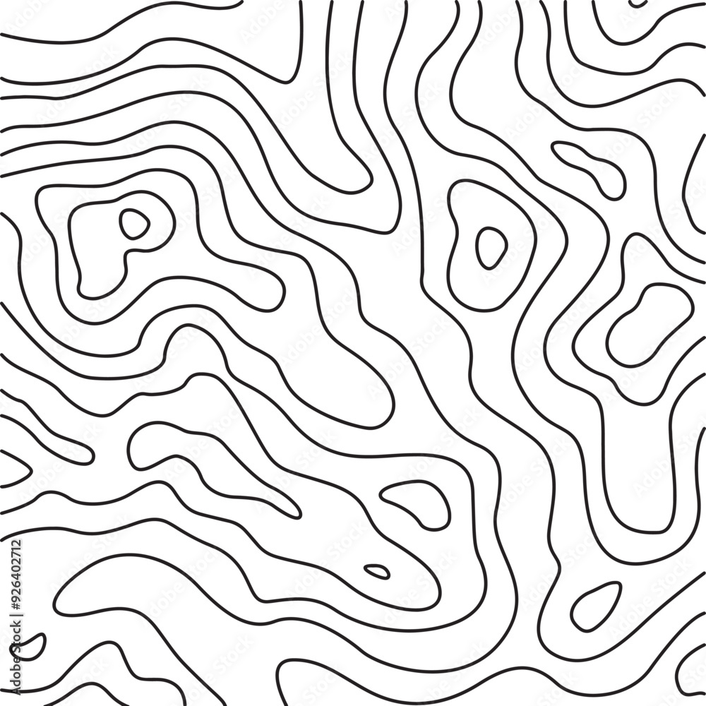 Wall mural abstract topographic map background with organic flowing lines vector