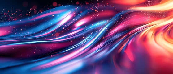Colorful abstract wave pattern with vibrant hues of blue, pink, and purple, creating a dynamic and flowing visual experience. Bold geometric backgrounds.