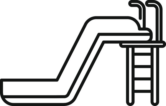 recommend clip art: Line drawing of a water slide with a ladder, perfect for representing summer fun and water parks