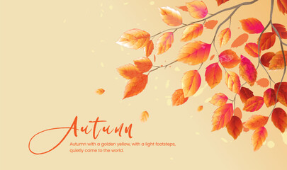 Watercolor style autumn red leaf illustration