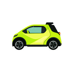 Fototapeta premium A vibrant green compact car design showcasing modern features and eco-friendly aesthetics, perfect for urban settings.