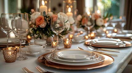 Set the table for a festive feast in your modern dining room with metallic charger plates, sleek flatware, and minimalist