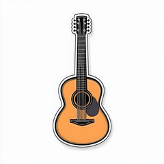 Obraz premium A beautifully crafted acoustic guitar showcasing intricate details and a warm finish, perfect for music lovers and artists.