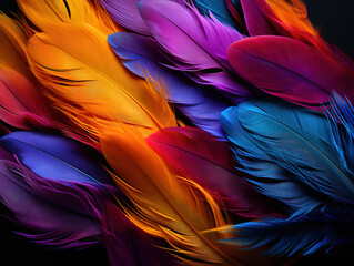Amazing Rainbow Colorful fluffy Macaw Feathers Background Feathers background Colorful Feathers