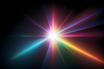 Obraz premium Abstract background with colorful rays of light emanating from a central bright point.