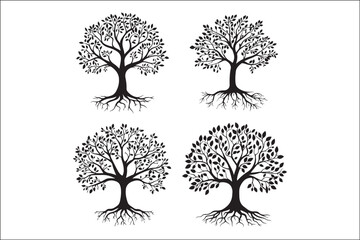 Premium Black Tree Vector Silhouette for Designers