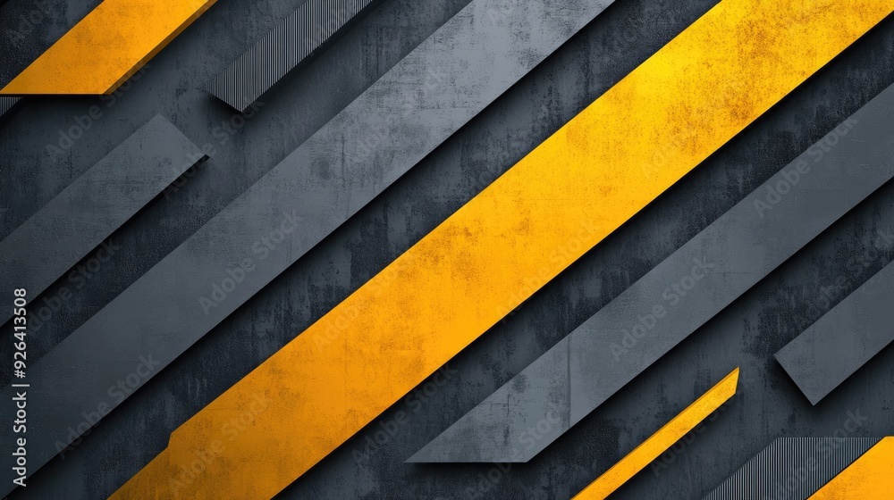 Fototapete abstract design with yellow-grey triangle arrows creating a dynamic geometric pattern. the modern, f
