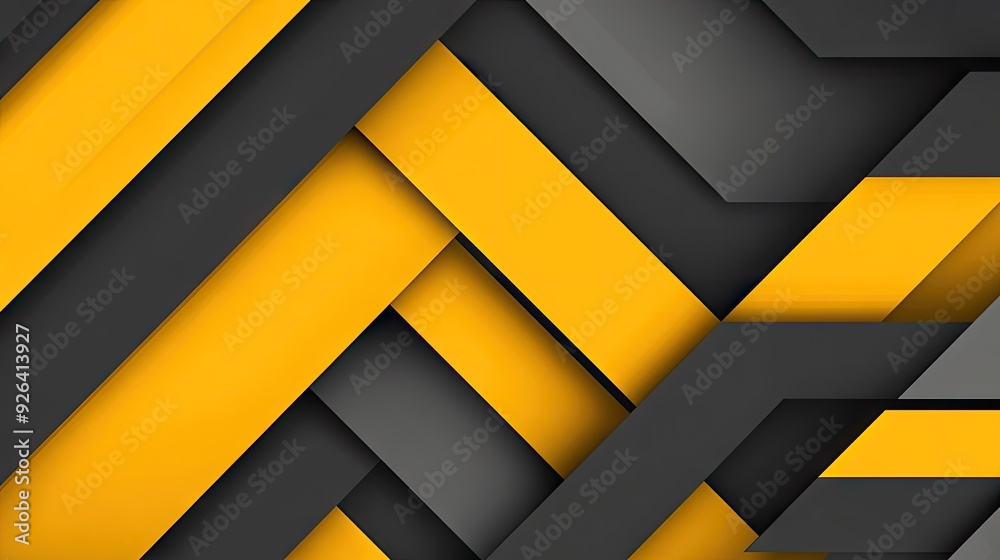 Fototapete abstract geometric design featuring yellow and grey triangle arrows pointing in different directions