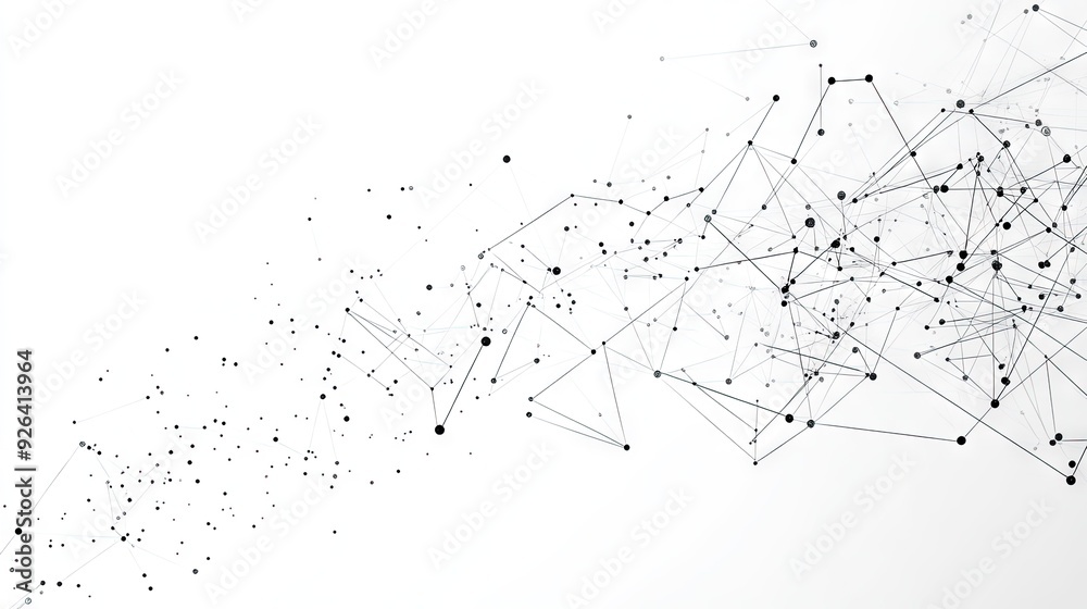 Poster abstract geometric design with network connection dots and lines on white. perfect for illustrating 