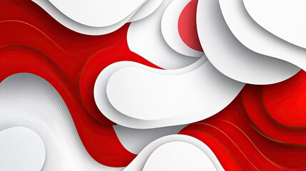 Abstract red and white background with a mix of bold geometric patterns and smooth gradients. A modern design perfect for high-impact visuals and creative projects.