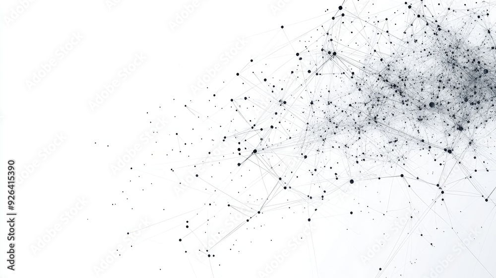 Poster abstract tech network with connection dots on a white background. plexus lines forming a digital web