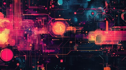 Obraz premium Abstract technology background for Big Data with a futuristic and hand-drawn digital illustration. Emphasizes data mining and management concepts. Perfect for tech-related content and visuals.