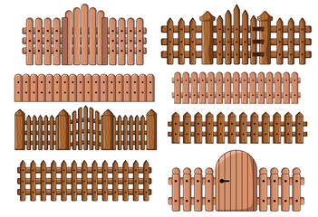 Aesthetic Garden Wooden Fence Illustration Vector