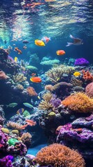 Naklejka premium An underwater paradise filled with lively fish and stunning coral formations in bright colors