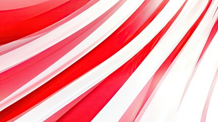 Obraz premium Bold red and white stripes on a gradient white background, creating a striking abstract pattern. Ideal for vibrant and modern design applications and promotional uses.