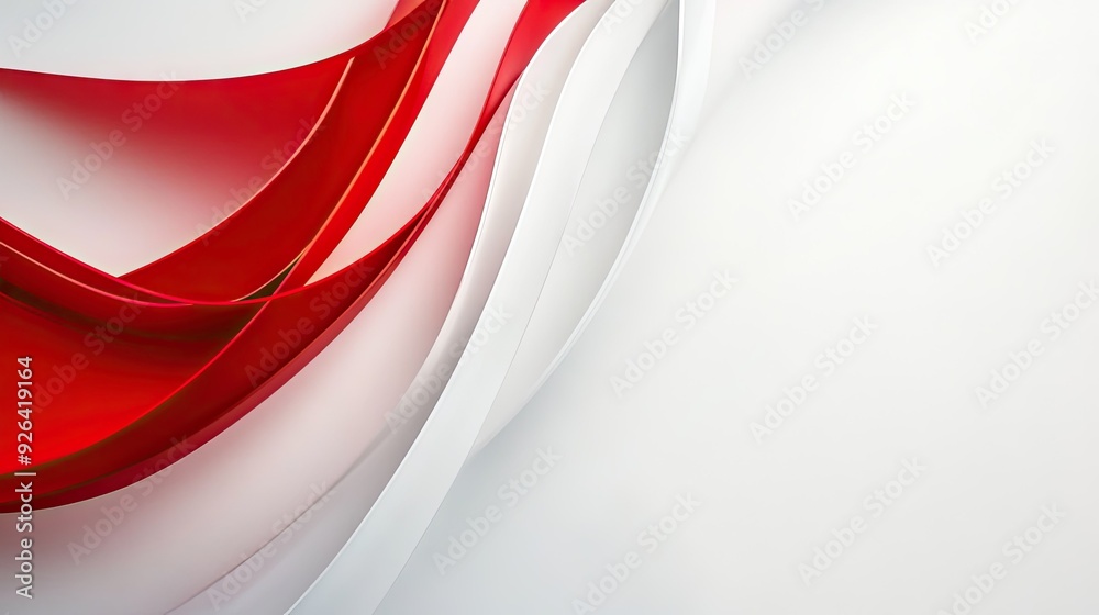 Poster clean white background with a dynamic red curve adding a touch of elegance and modernity. ideal for 