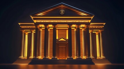A 3D bank building with soft lighting, representing the stability of financial institutions