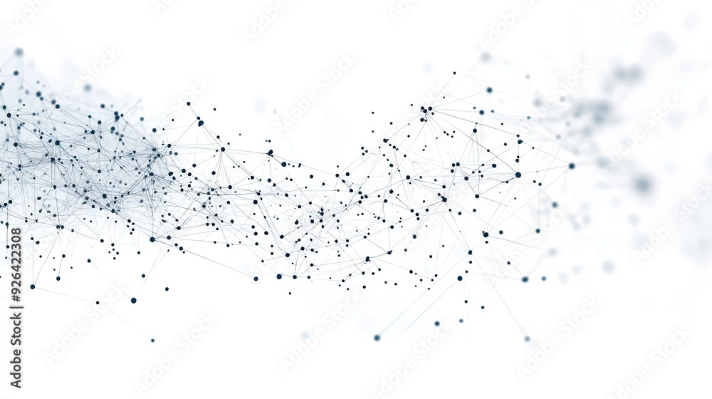 Poster digital connection network with dots and plexus lines on a clean white backdrop. a modern, abstract 