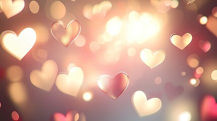 Fototapeta premium Dreamy blurred background for Valentine's Day, featuring soft hearts and bokeh in EPS 10 vector design, perfect for romantic projects.