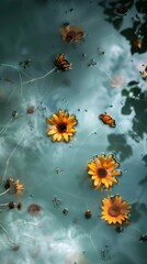 Naklejka premium Beautiful flowers floating in a pool of water