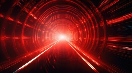 Obraz premium Guided Path: Illuminated Tunnel of Red Light and Diminishing Perspective