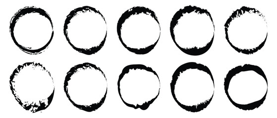 Vector set of grunge circle brush. Grunge banner collection. Grunge round shapes. Vector