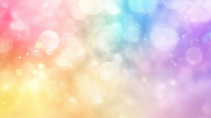 Obraz premium Rainbow Bokeh Abstract: A dreamy and ethereal background with a blurred, multi-colored rainbow bokeh effect. 