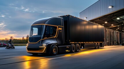 Self-driving electric truck at automated loading dock