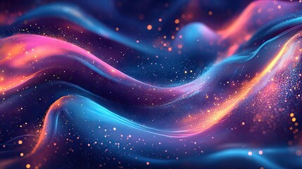 Obraz premium Fluid cover design showcasing glowing particles and dynamic liquid flow. Trendy Eps10 vector illustration suitable for modern and sleek visual applications.