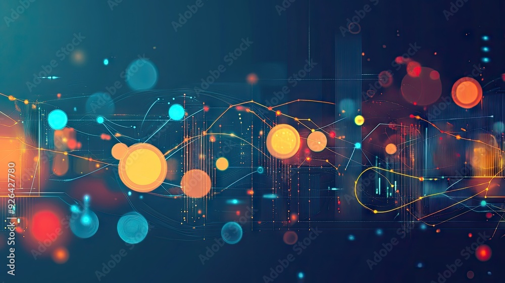 Poster futuristic big data background with abstract digital elements and hand-drawn design. focuses on data