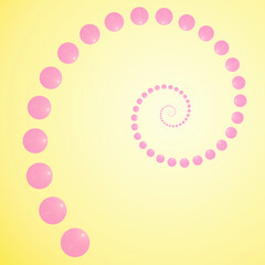 spiral made of purple bubbles against bright pink background
