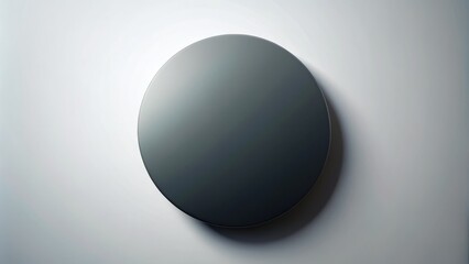 A dark grey circle with a subtle gradient effect casts a soft, blurred shadow on a clean, white, minimalist background with ample negative space.