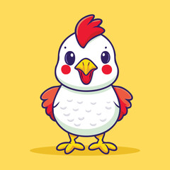 Cute Chicken Standing Cartoon Vector Icon Illustration Animal Nature concept